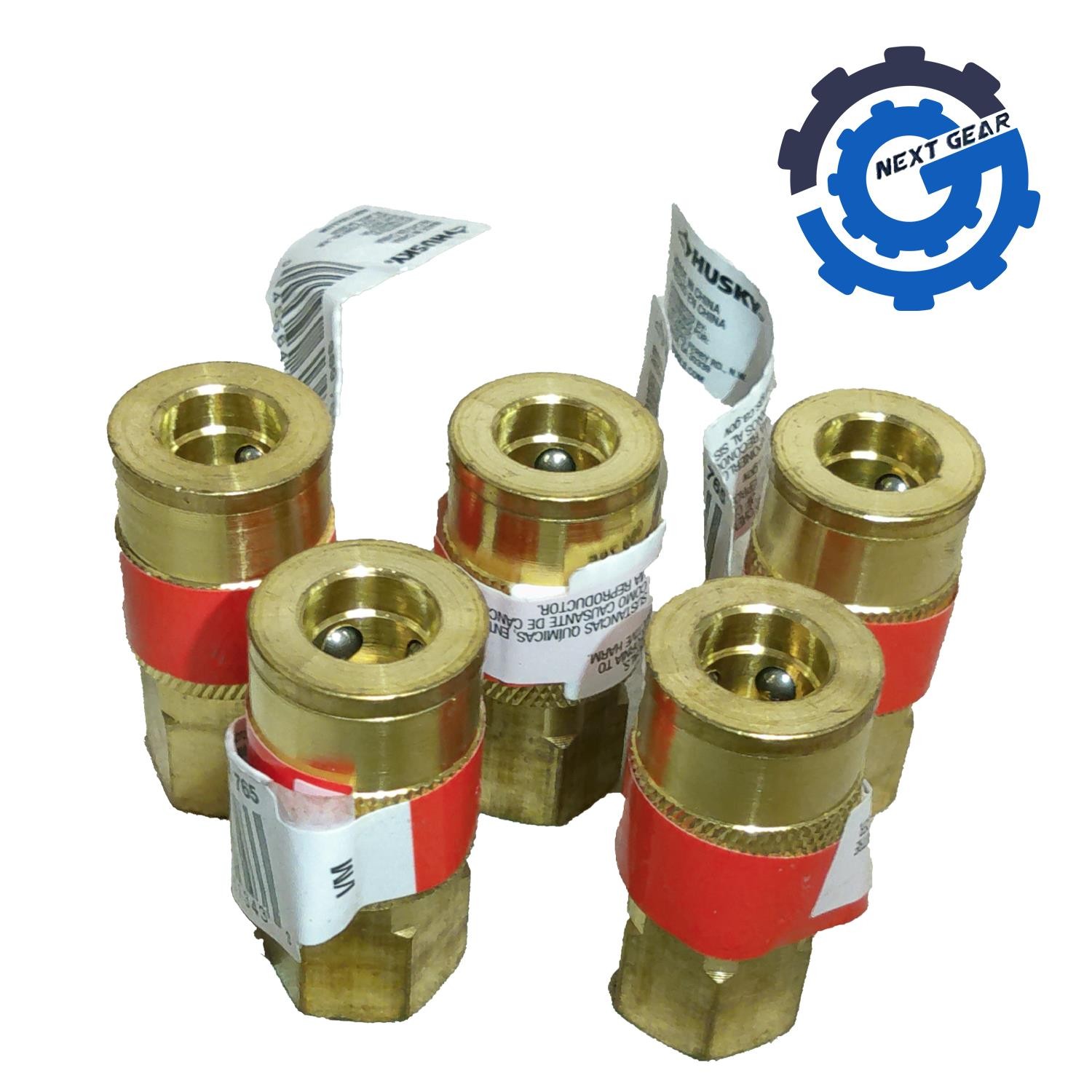 New Husky Lot of 5 1/4 in. x 1/4 in. NPT Female Brass Industrial Coupler 989 765