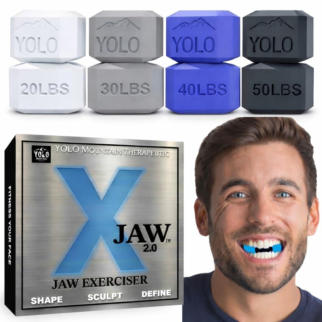 X-JAW 2.0 Premium Jaw Exerciser for Men & Women, 4 Resistance Levels (8Pcs), Adv
