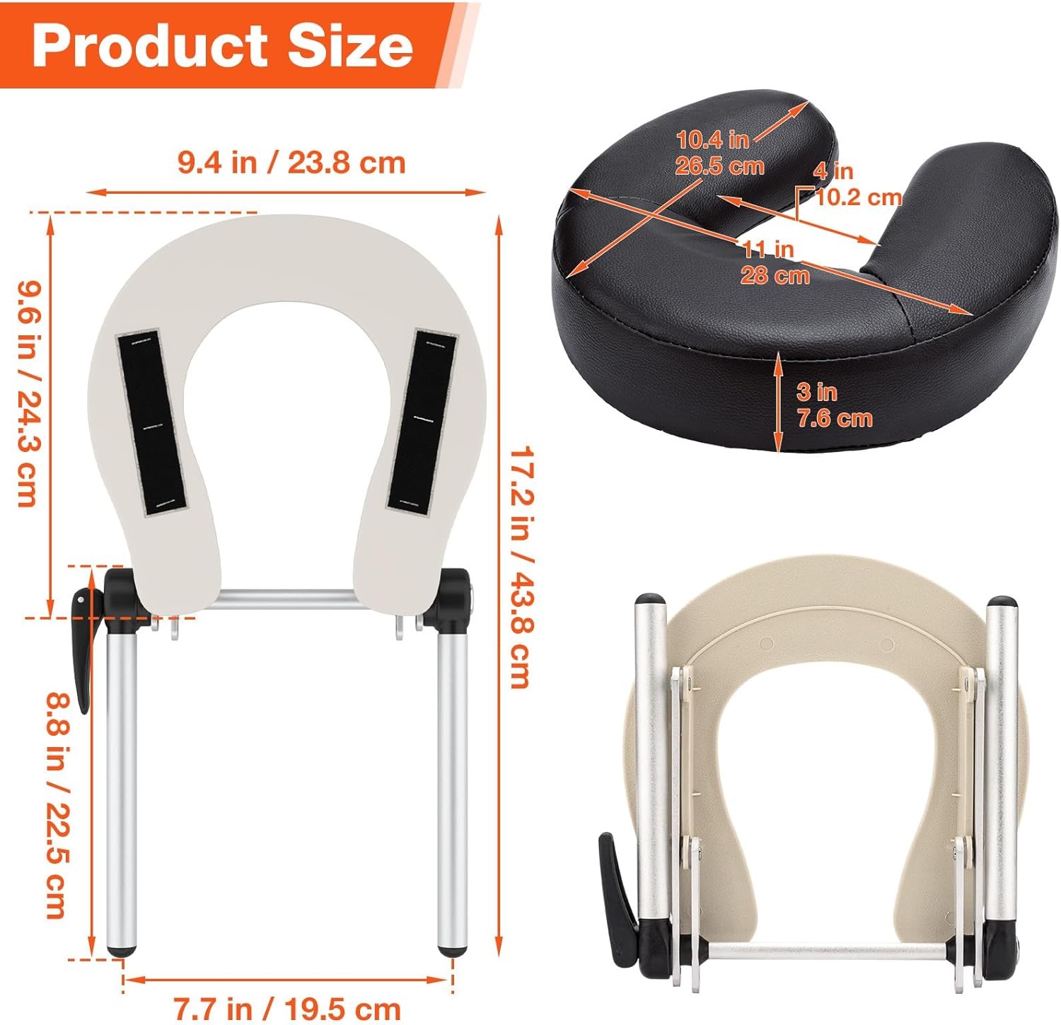 Adjustable Massage Table Face Cradle & Pillow, SPA Massage Table/Bed/Chair He...