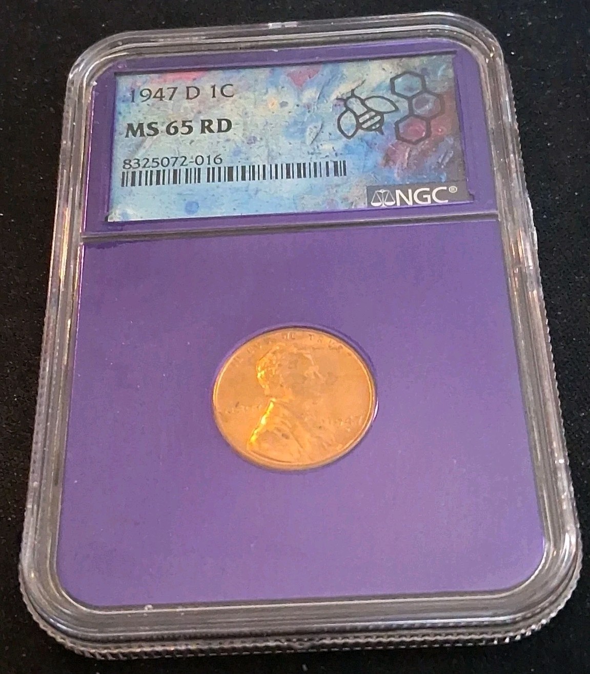 1947 D Lincoln Penny Wheat Cent 1C Red NGC MS65RD Trader Bea Purple Core MS 65 R