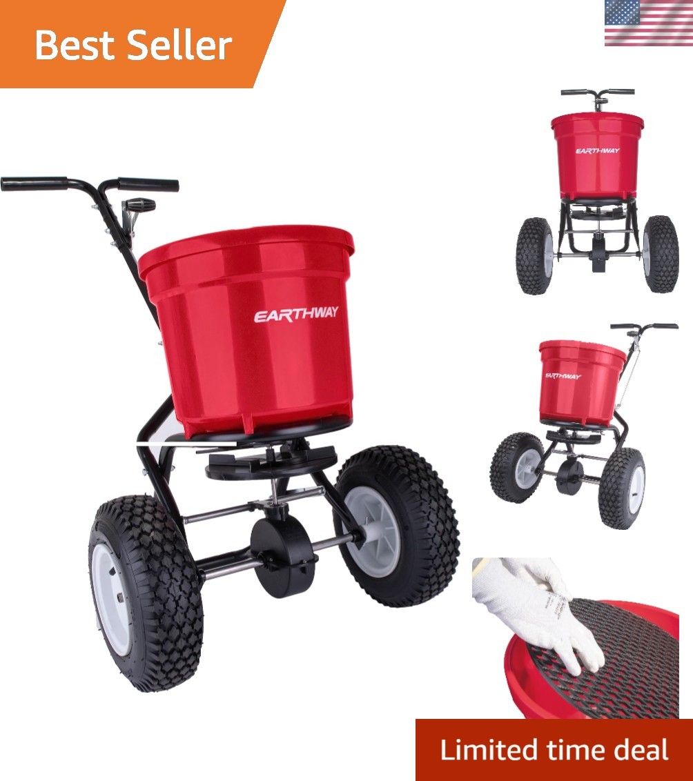 Commercial 50 LB Heavy-Duty Broadcast Fertilizer Spreader for Precise Lawn Care