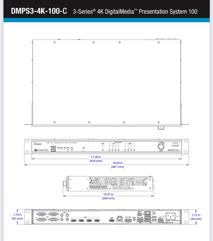 Crestron DMPS3-4K-100-C 3-Series Presentation System 100 4K DigitalMedia