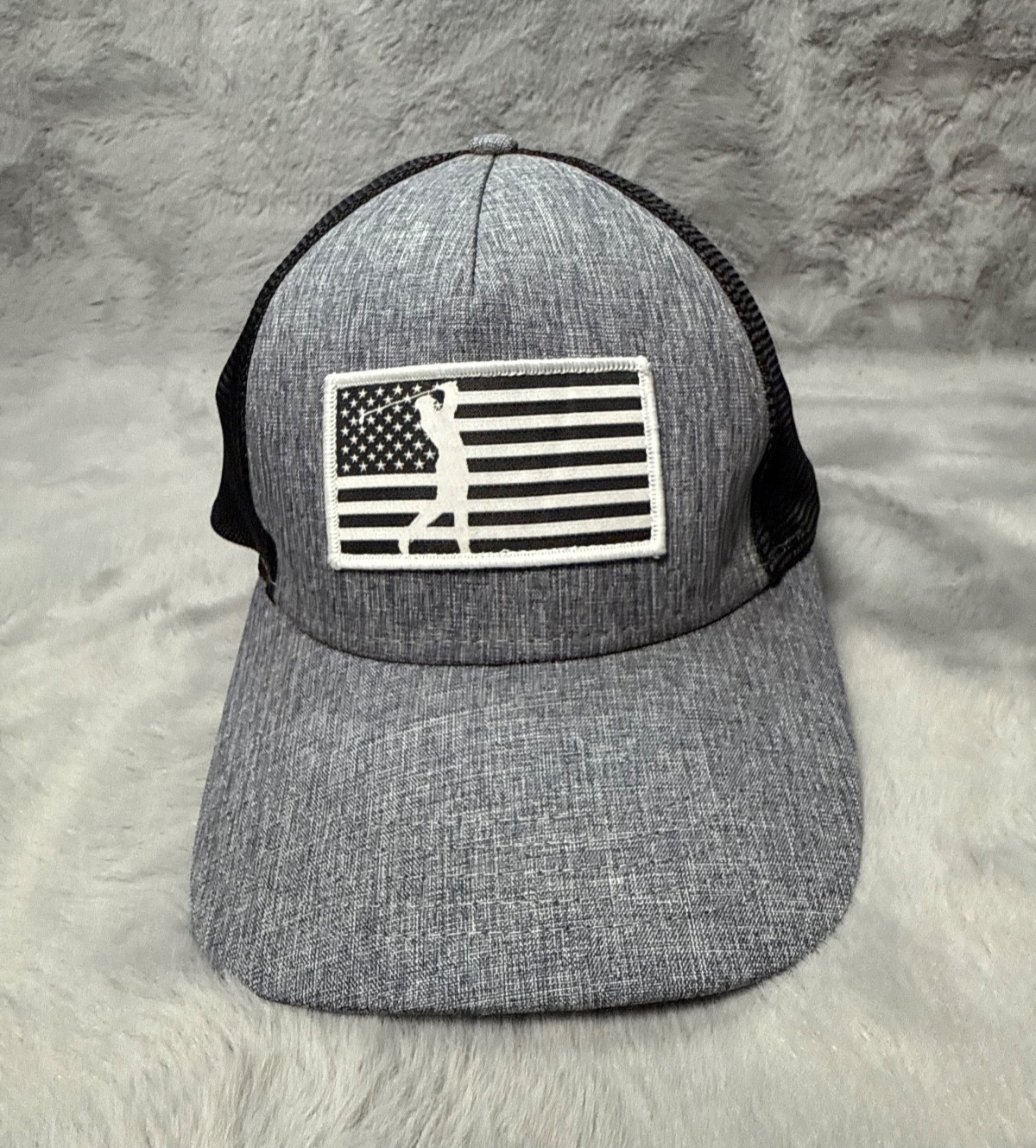 Walter Hagan Hat Cap Medium Large Gray American Flag Golf Golfer Embroidered