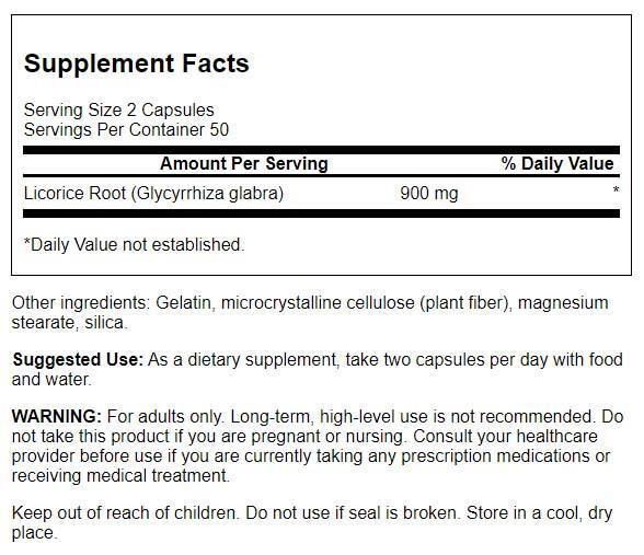 Swanson Licorice Root 450 mg 100 Capsules