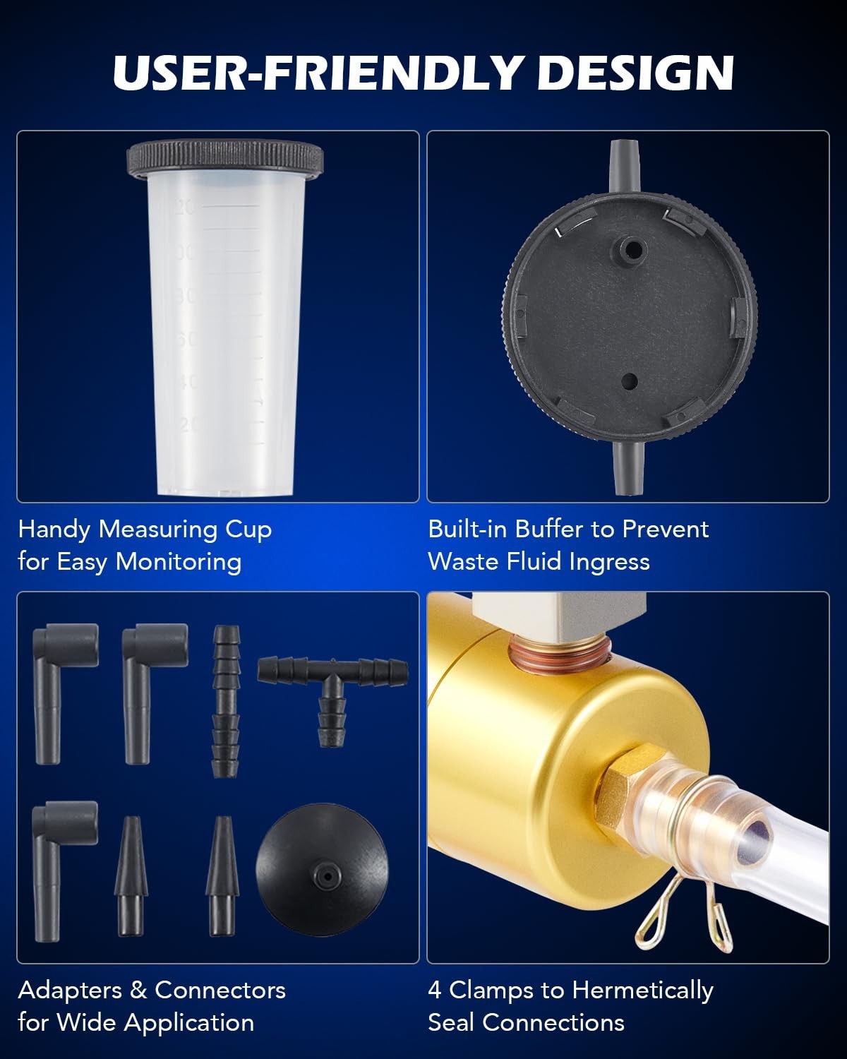 Brake Bleeder Kit with Hand Vacuum Pump & Adapters - Fluid Extraction Tool, Pres