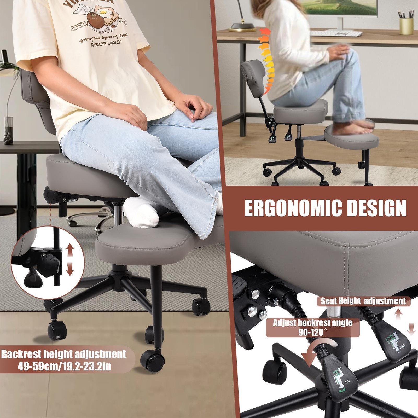 Cross Legged Office Chair, Ergonomic Cloud Criss Cross Desk Chair, Meditation