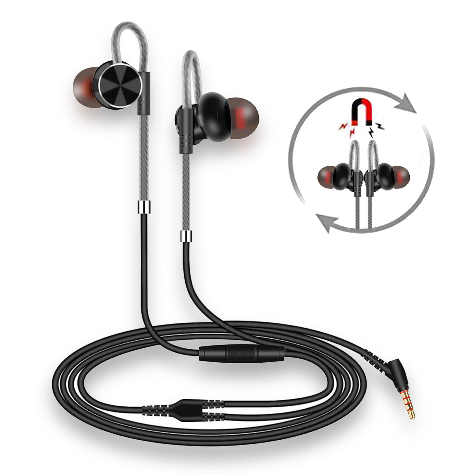 Noise Cancelling Headphones Wired in Ear Earbuds Stereo Sound Magnetic Earbud
