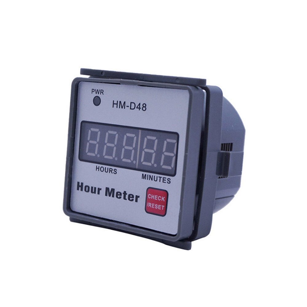 New HM-D48 Hour Meter Digital Hourmeter 0‑999.99h Guide Rail Timer Counter