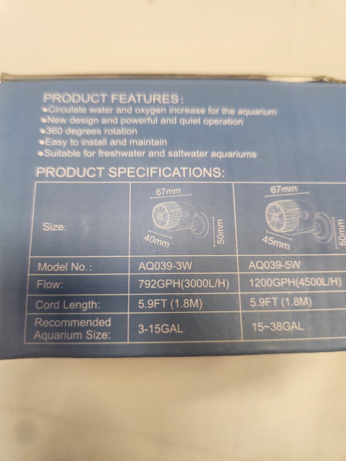 AQQA Classical Aquarium Submersible Wave Maker AQ039