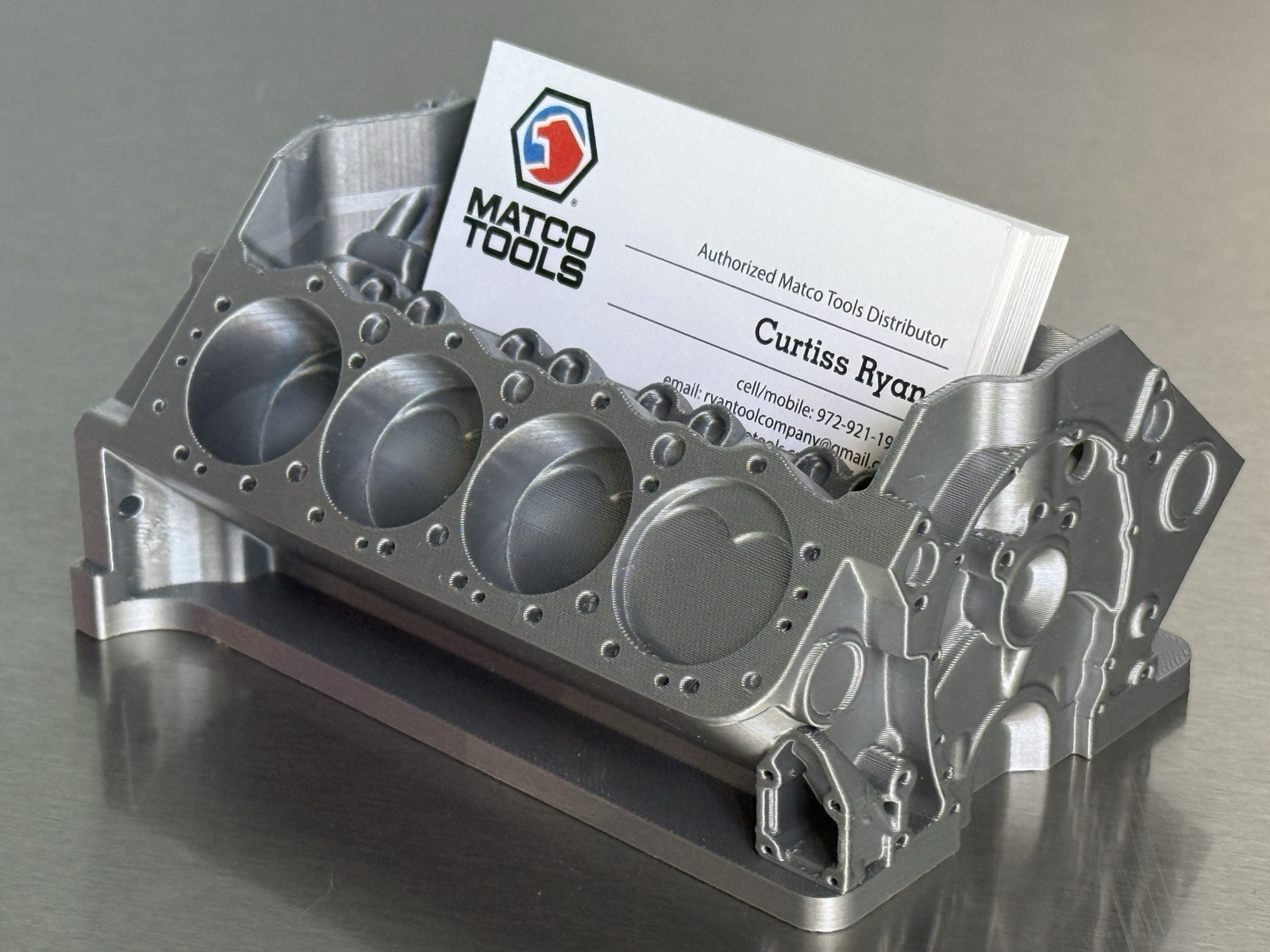 ENGINE BUSINESS CARD HOLDER AUTO REPAIR SHOP PAINT BODY MACHINE CHEVY FORD DODGE