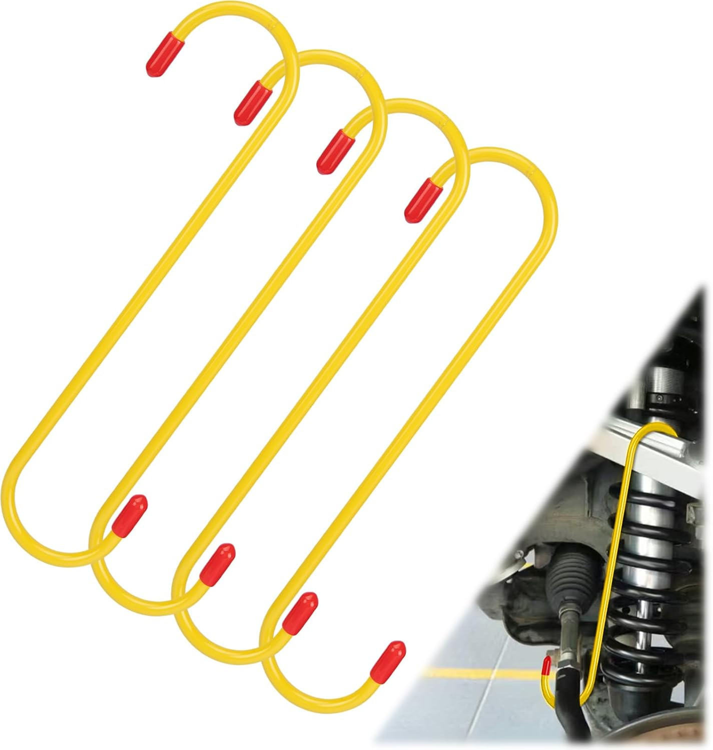 4PCS Brake Caliper Hanger Caliper Hangers Hooks with Rubber Tips, Durable Steel,