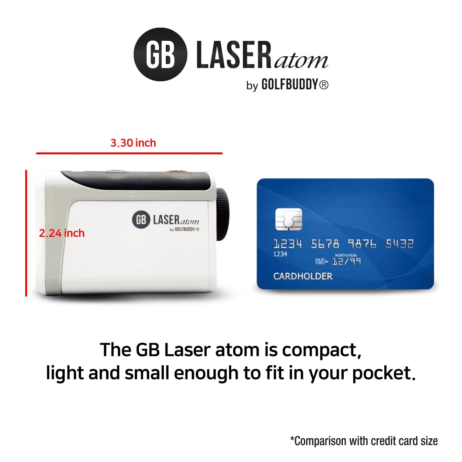 GOLFBUDDY Atom Golf Laser Rangefinder, Sleeker Compact Design, Luxurious Leat...