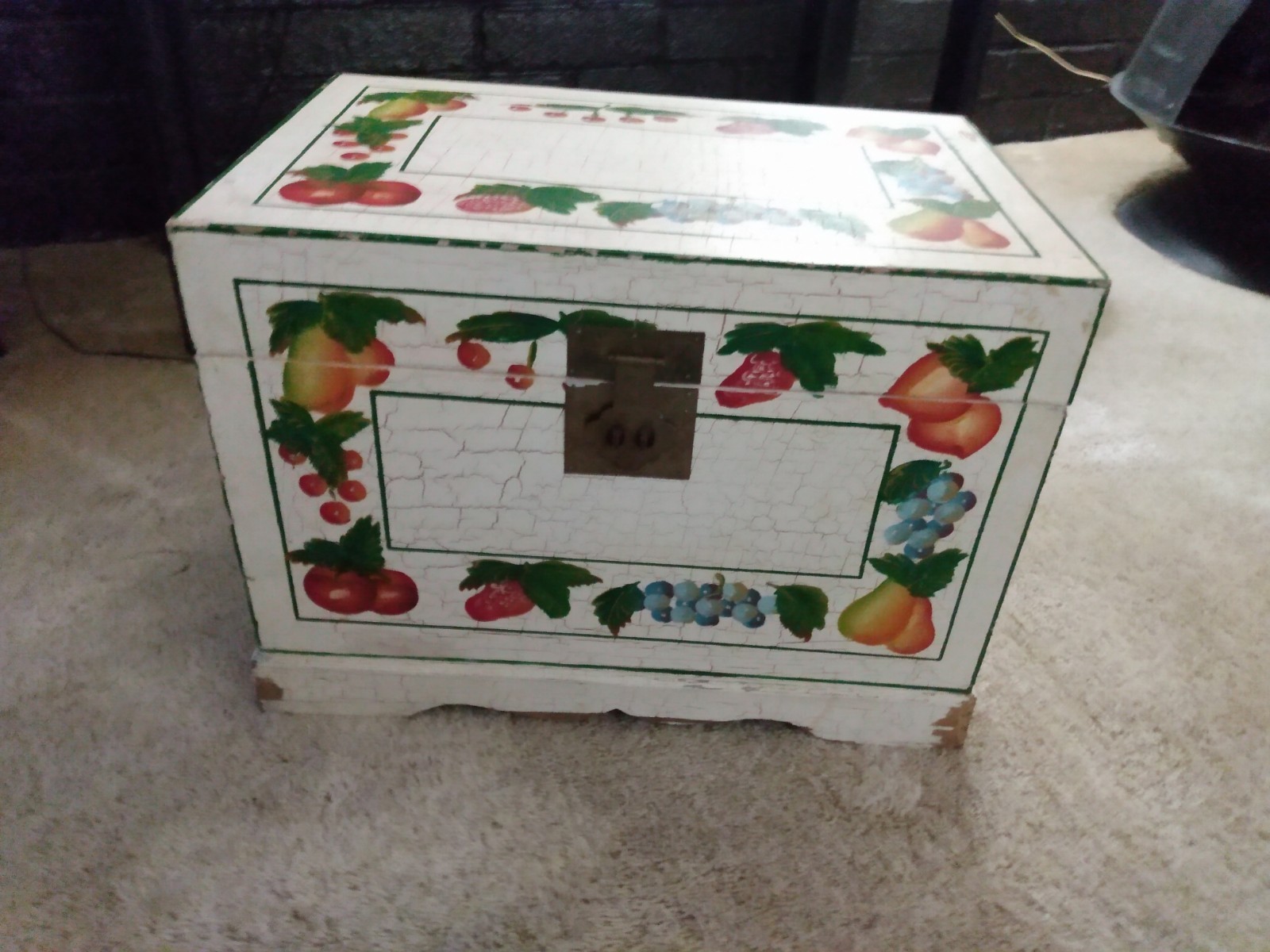 Vintage Storage Chest Wood Hand Painted Shabby Farmhouse 21" x 14" x 16" height