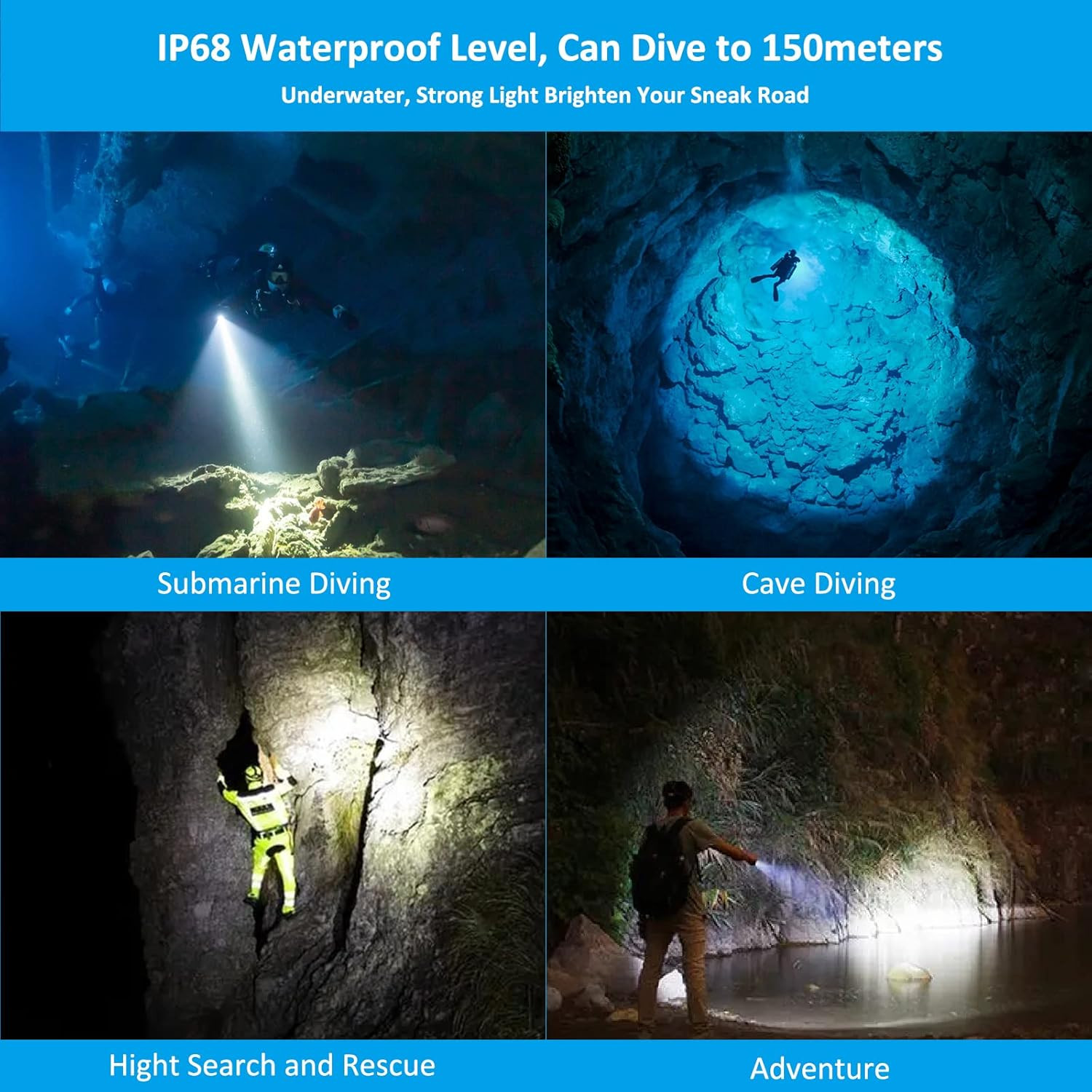 ORCATORCH D520 Scuba Dive Light 1000 Lumens Compact Diving Flashlight IP68 Water
