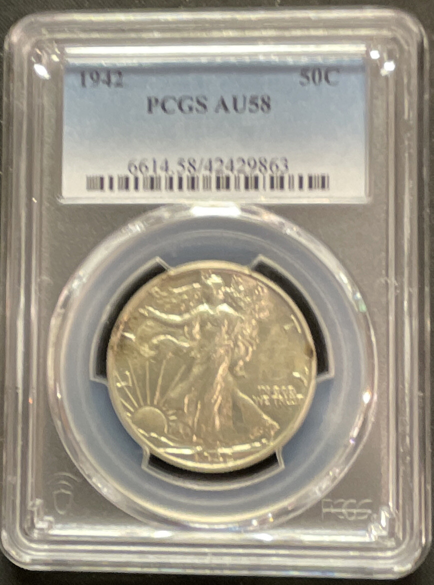 1942 Walking Liberty Half Dollar Everymans  Registry Coin PCGS AU 58 ENN Coins