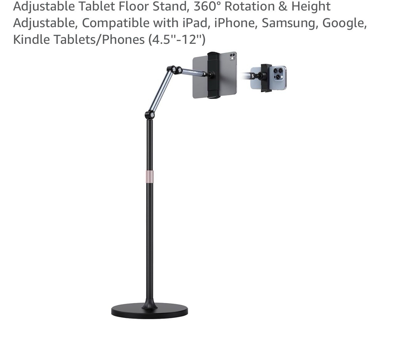 Adjustable Tablet Floor Stand 360° Rotating Height Adjustable
