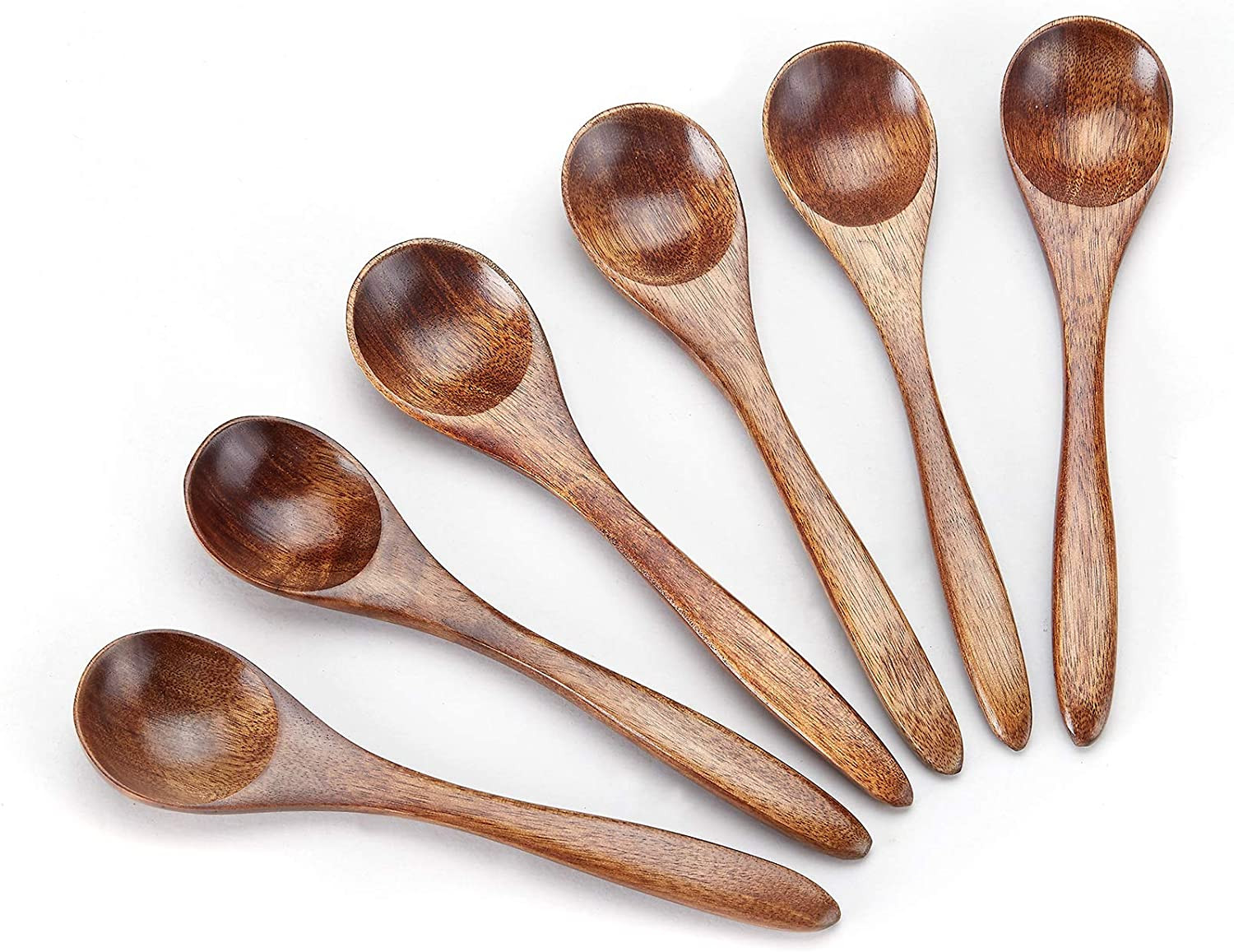 Sevensun Small Wooden Teaspoon, 6Pcs Serving Wooden Utensils for Cooking, Condim