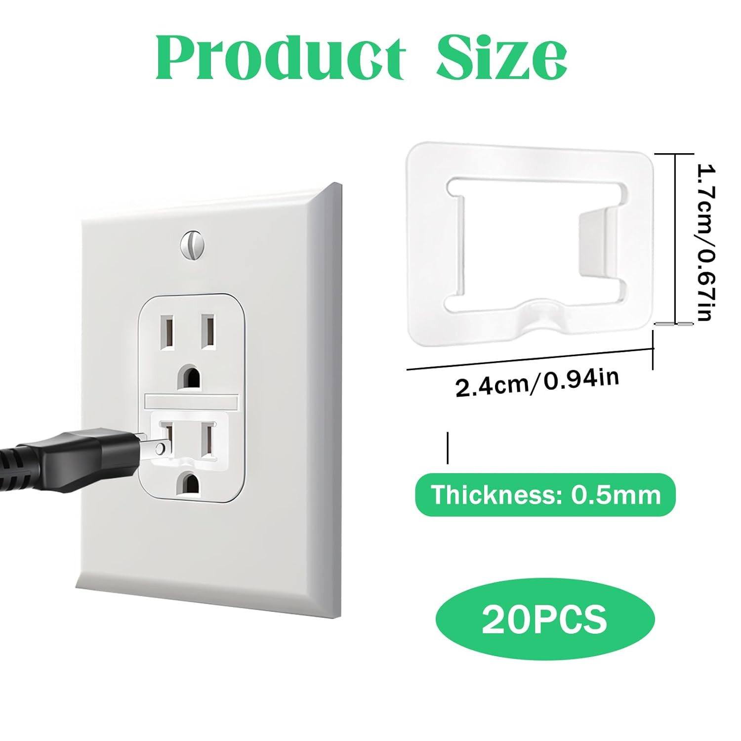 20 Pcs 2 Prong Loose Outlet Fix Plug, Plastic Socket Outlet Tightener Insert Ens