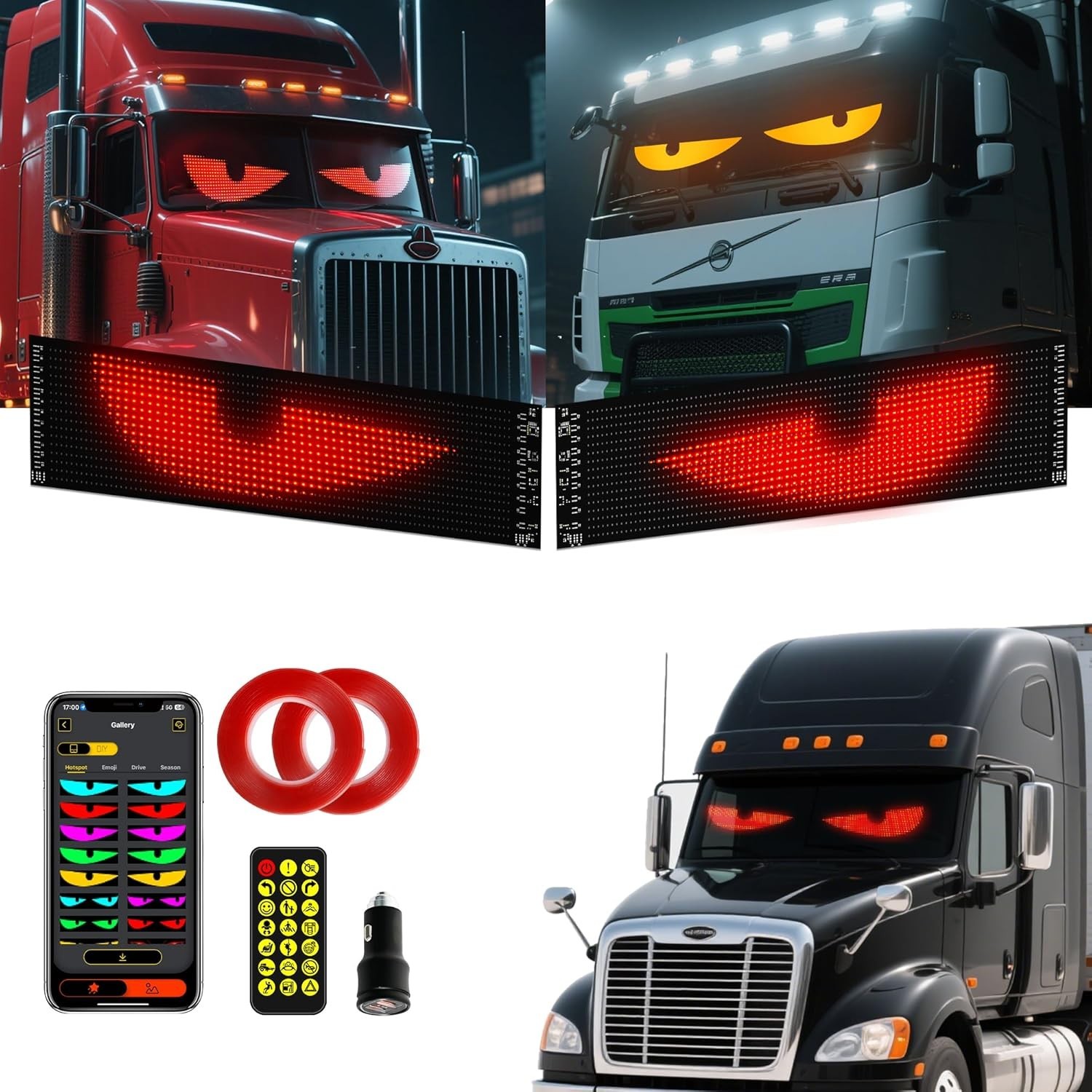 2PC Devil Eyes LED Lights for Car/Truck/SUV Windshield - 23.6"x4.73", App...
