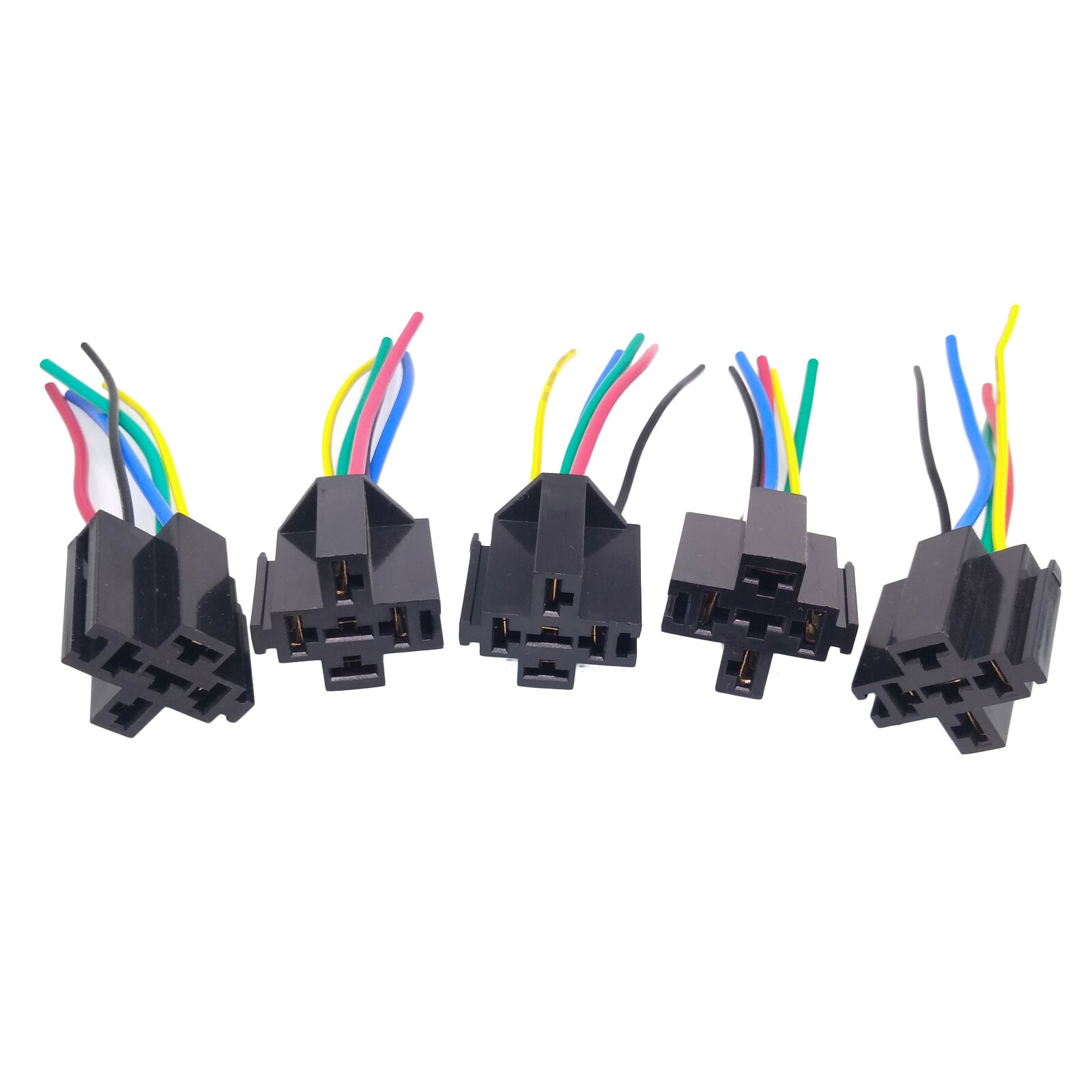 5 pcs 5 Pin Cable Relay Socket Harness Connector DC 12V for Car