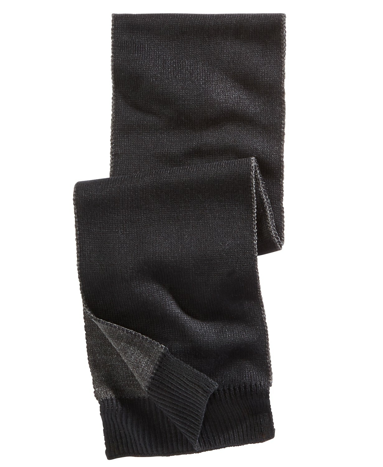 $99 Alfani Men'S Black Gray Reversible Warm Knit Acrylic Winter Shawl Scarf O/S