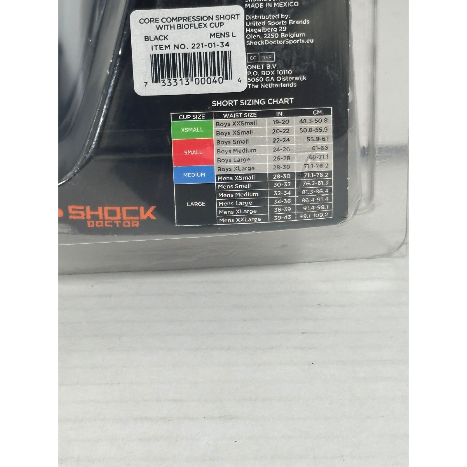 Shock Doctor Core Compression Short with Bio-Flex Cup Mens Large Black 221-01-34
