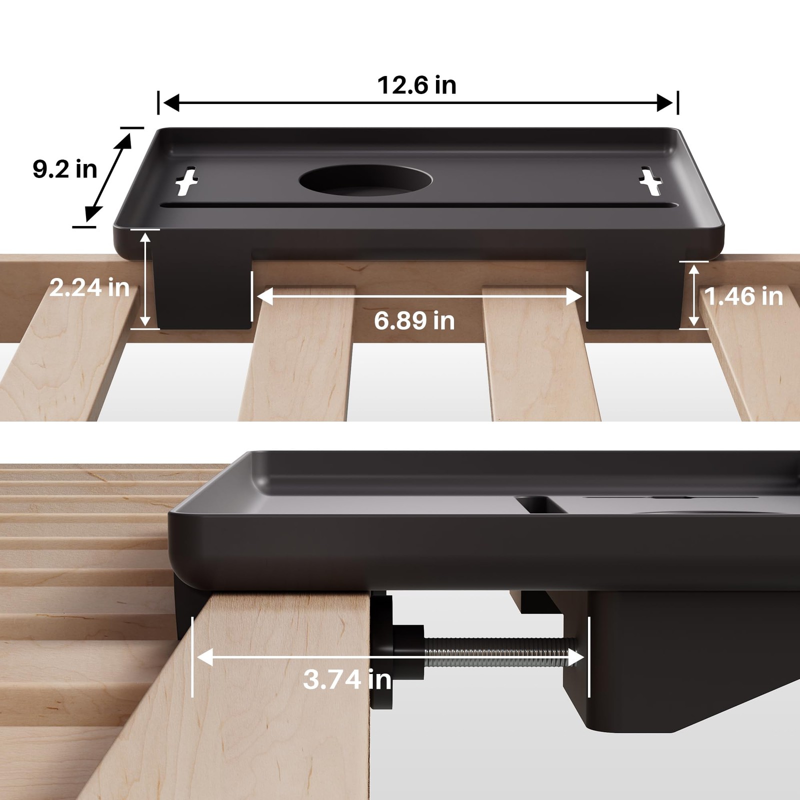 JOYMOOP Black clip-on bedside shelf for bunk beds