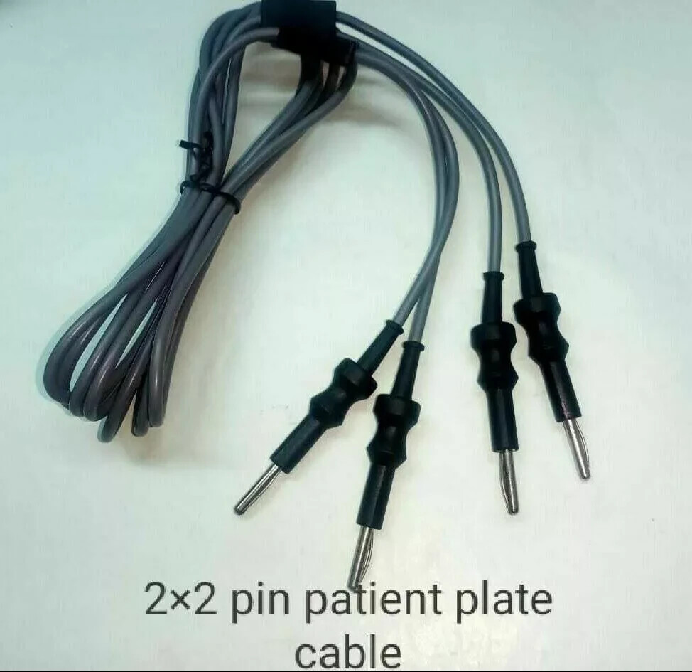 Reusable Earth Plate Cable 2 x 2 Pin Patient Plate Cable 3 Meter 10pc Lot