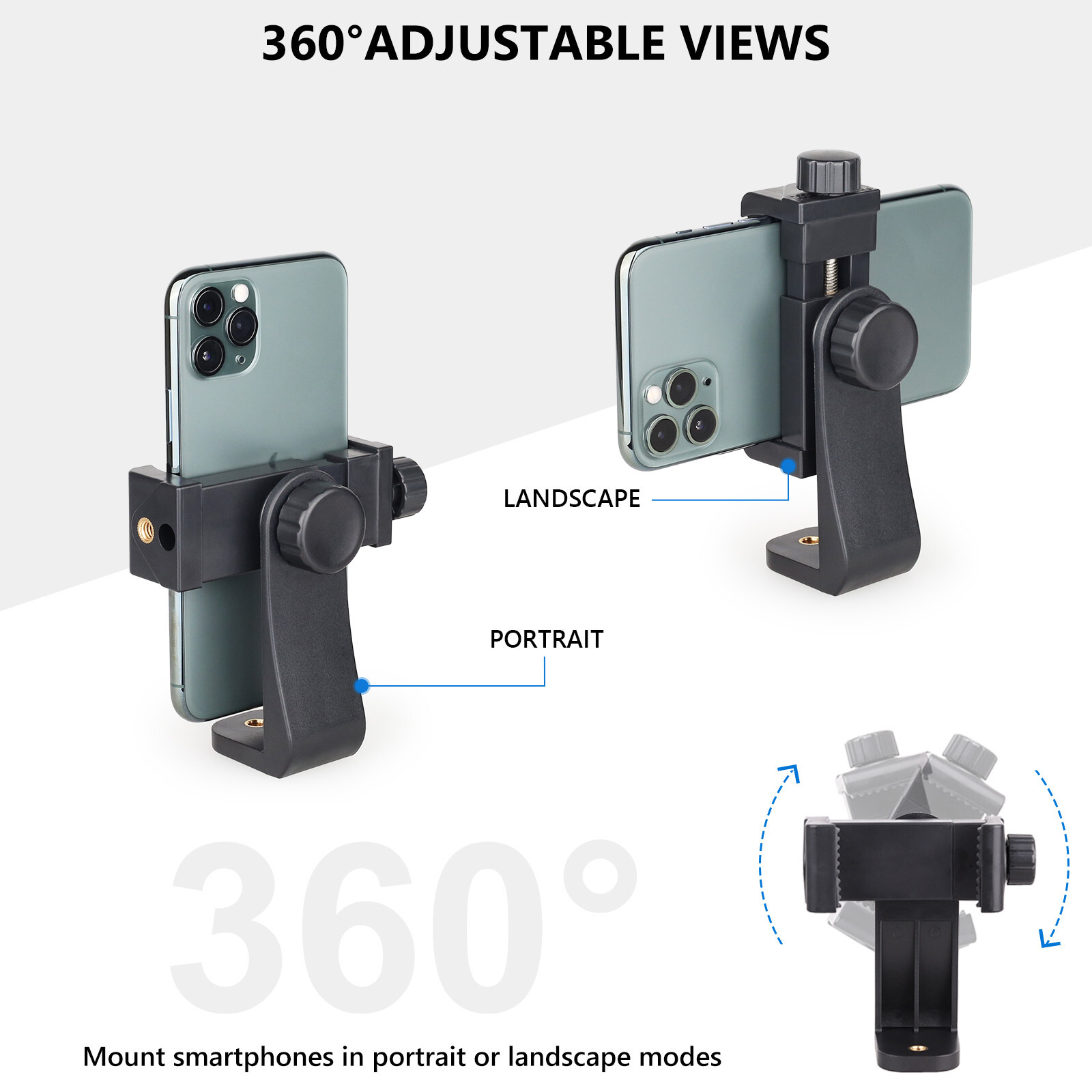 ARTCISE 360 Degree Rotatable Smartphone Holder Vertical Bracket with Ball Head