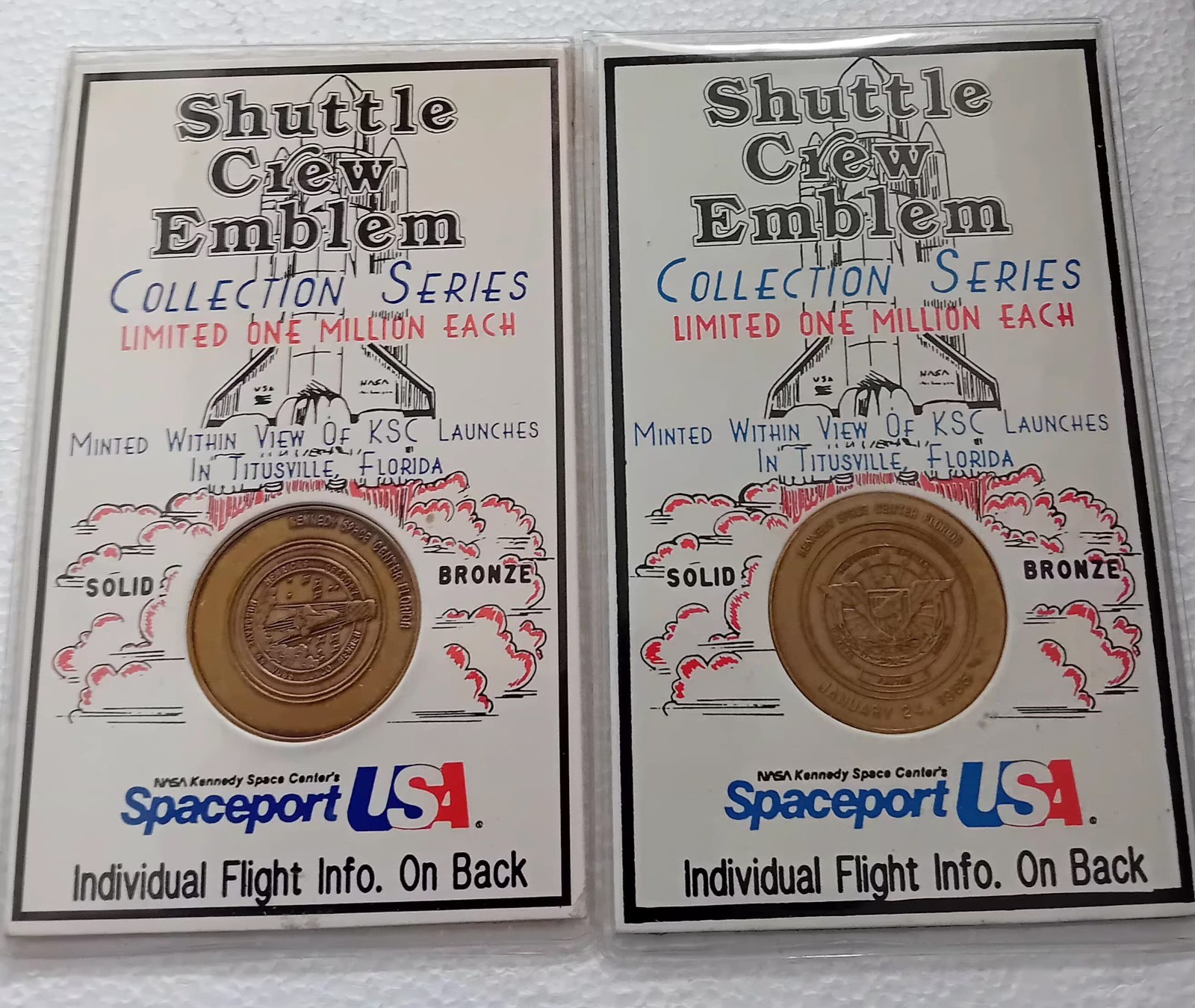 NASA: 2x Shuttle Crew Emblem Space Collection Series Medals Limited Editions