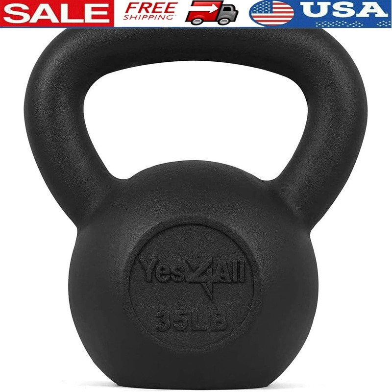 35LB Solid Cast Iron Kettlebell Heavy Weight Fitness Tool Strength Training New