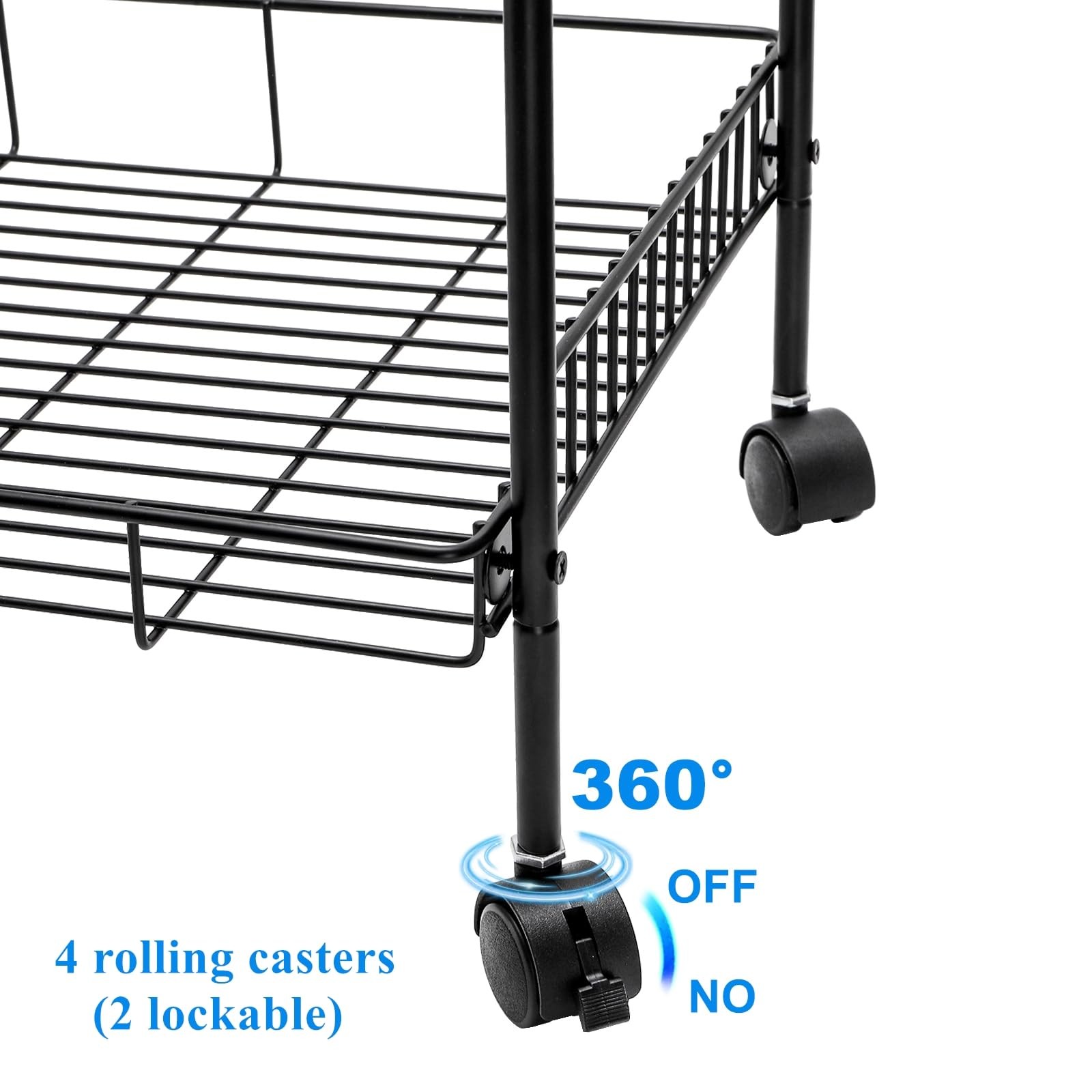 Rolling Utility Cart for Small Space, 2 Tier Rolling Cart with Locking Wheels...