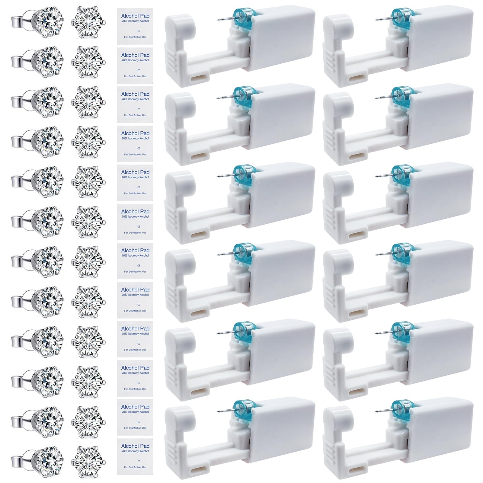 Ear Piercing Kit - 36Pcs Disposable Ear Piercing Kit Includes 12Pcs Self Ear ...