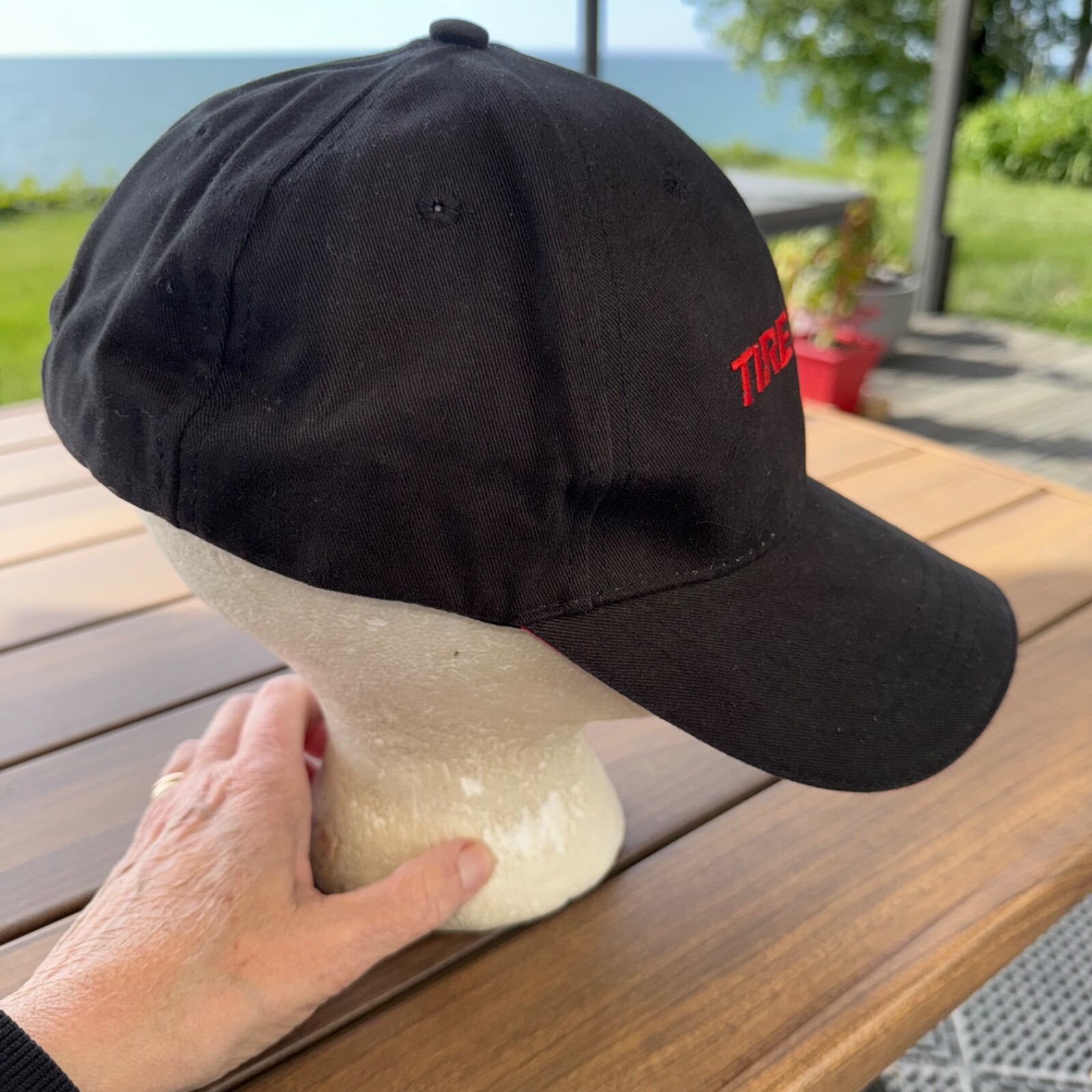Tire Rack.com in Red on Black Hat Cap Strap Buckle Cotton