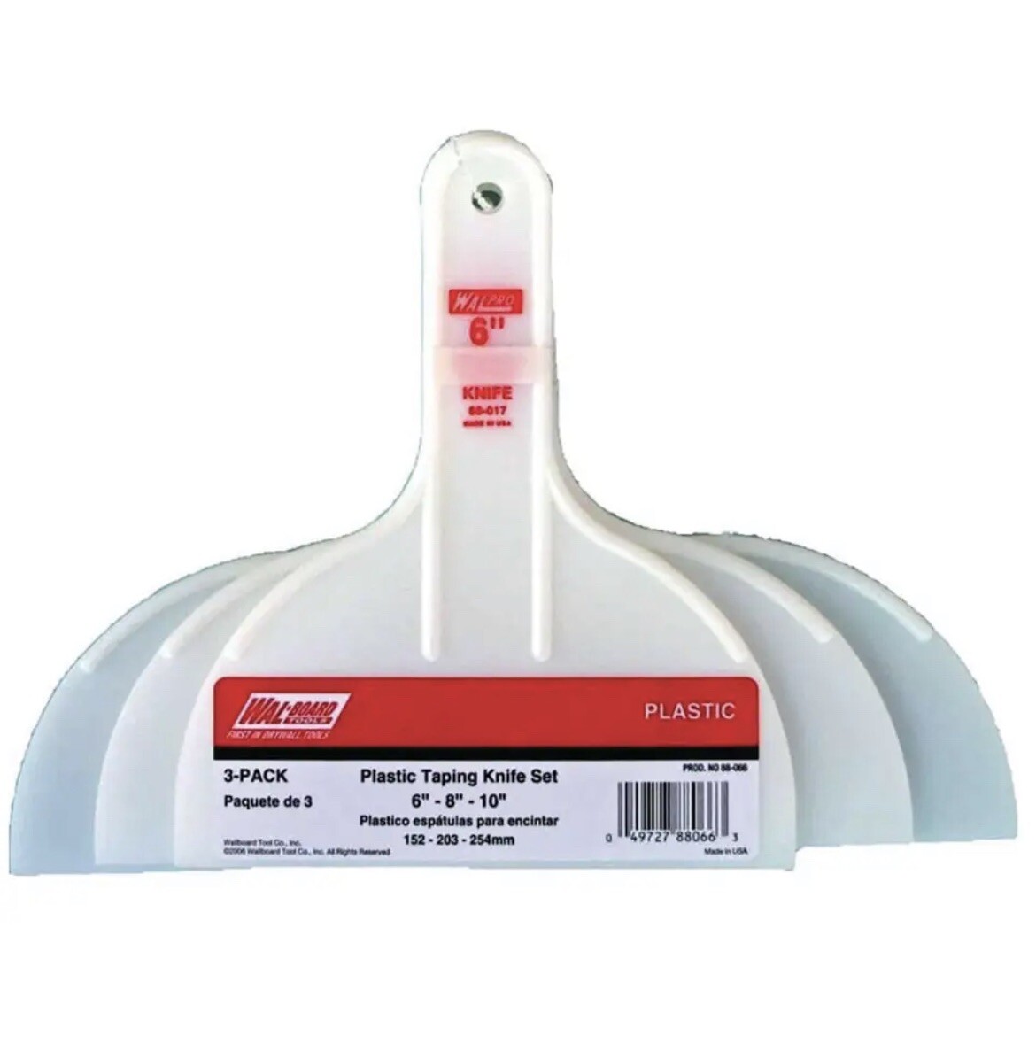 Walpro Clark 3pc Plastic Taping Knife Set 6", 8", 10"
