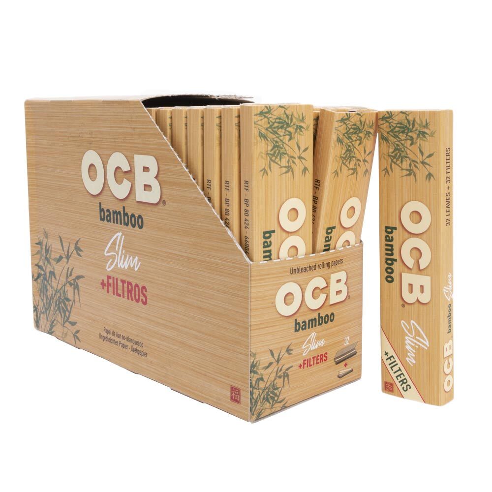OCB Bamboo King-Size Slim Rolling Papers + Tips - 32pcs