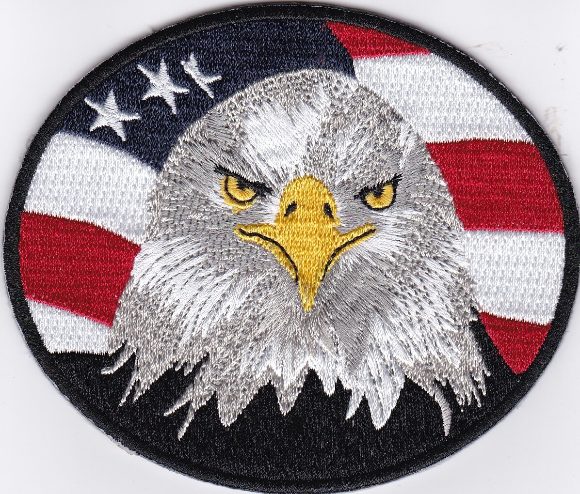 BALD EAGLE 3x4 SEW/IRON PATCH EMBROIDERED USA 250 ANNIVERSARY MILITARY VETERAN
