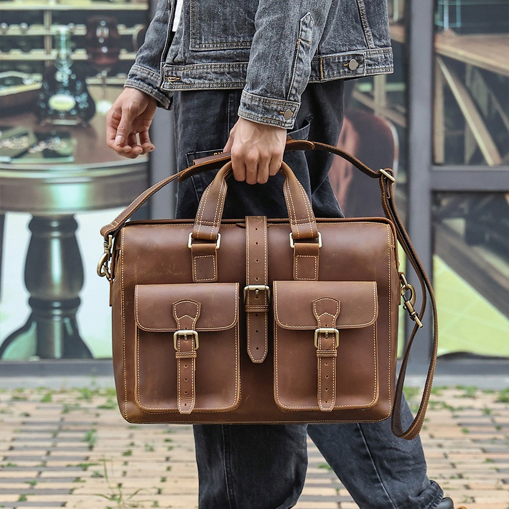 Retro New Original Leather Office Bag Shoulder strap Messenger / Shoulder Bag