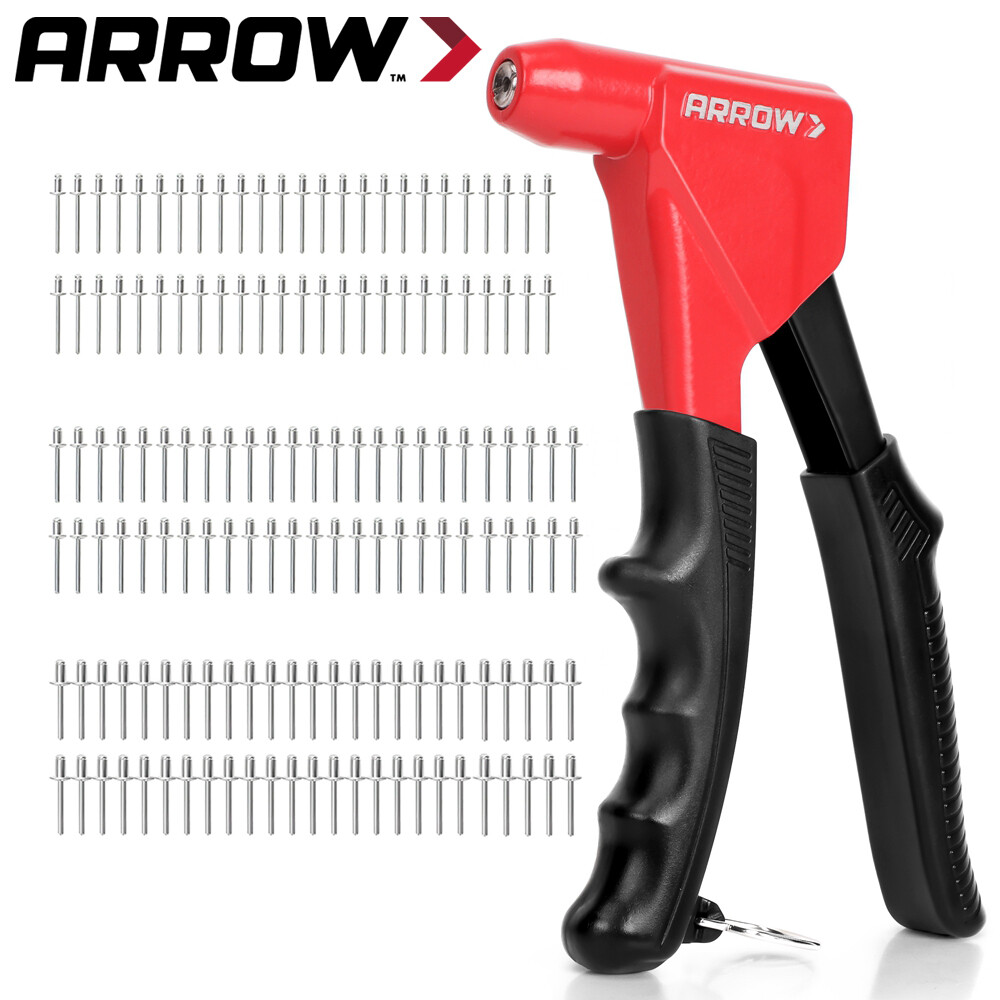 Arrow 3-in-1 Rivet Gun Kit with 150 PCS Rivets One-Handed Headless Pop Rivet Gun