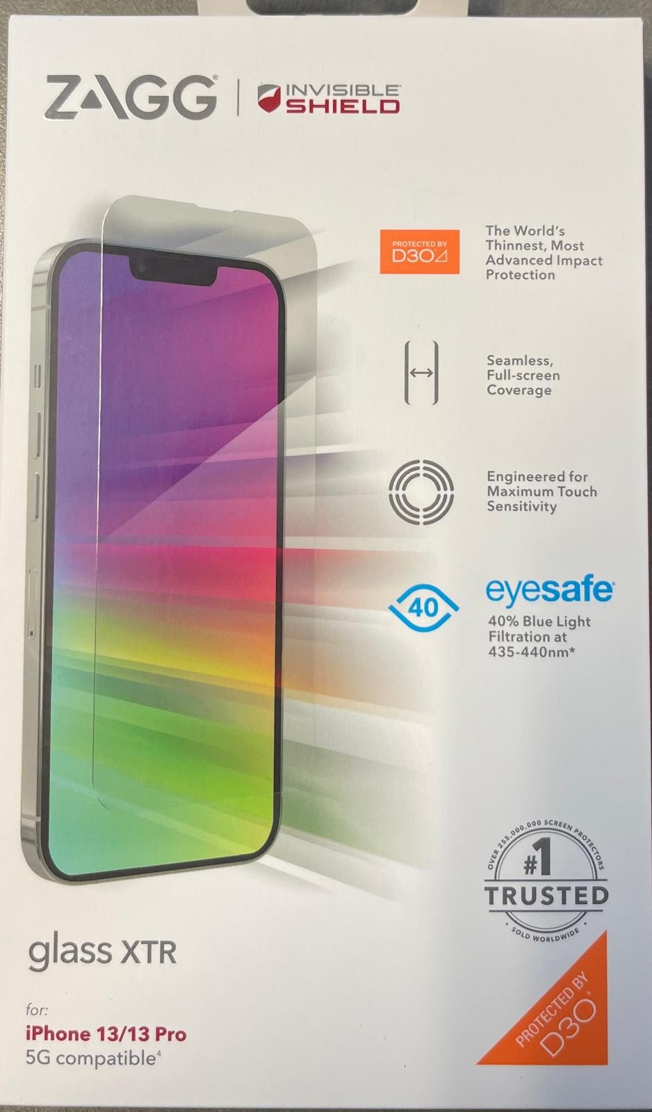 Zagg InvisibleShield XTR Glass Screen Protector eyesafe iPhone 13, 13 Pro, 14