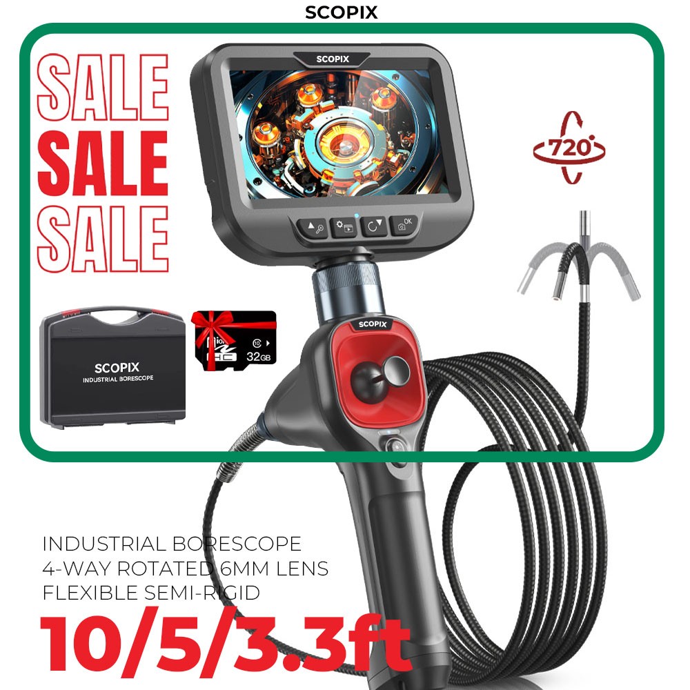 10ft 5ft Long Endoscope Camera Articulating Borescope 4-Way Inspection RALCAM