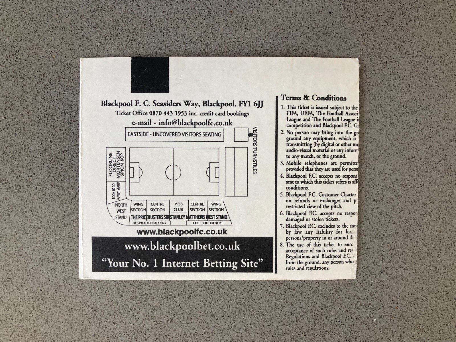 Blackpool v Nottingham Forest 2006-07 Match Ticket