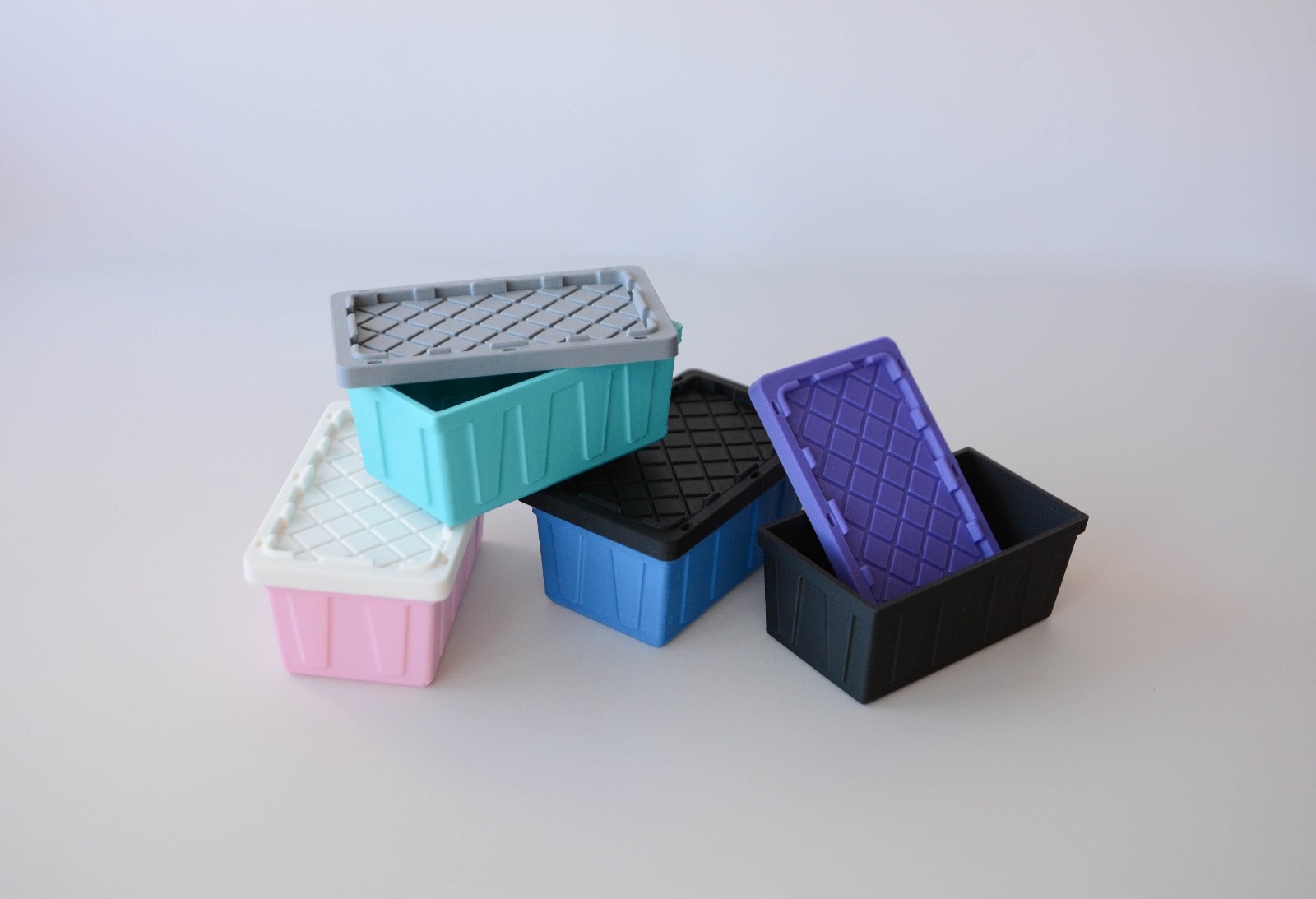 Mini Storage Tote *CUSTOM COLOR* with Snap-On Lid | 3D Printed Colored Mini Bin