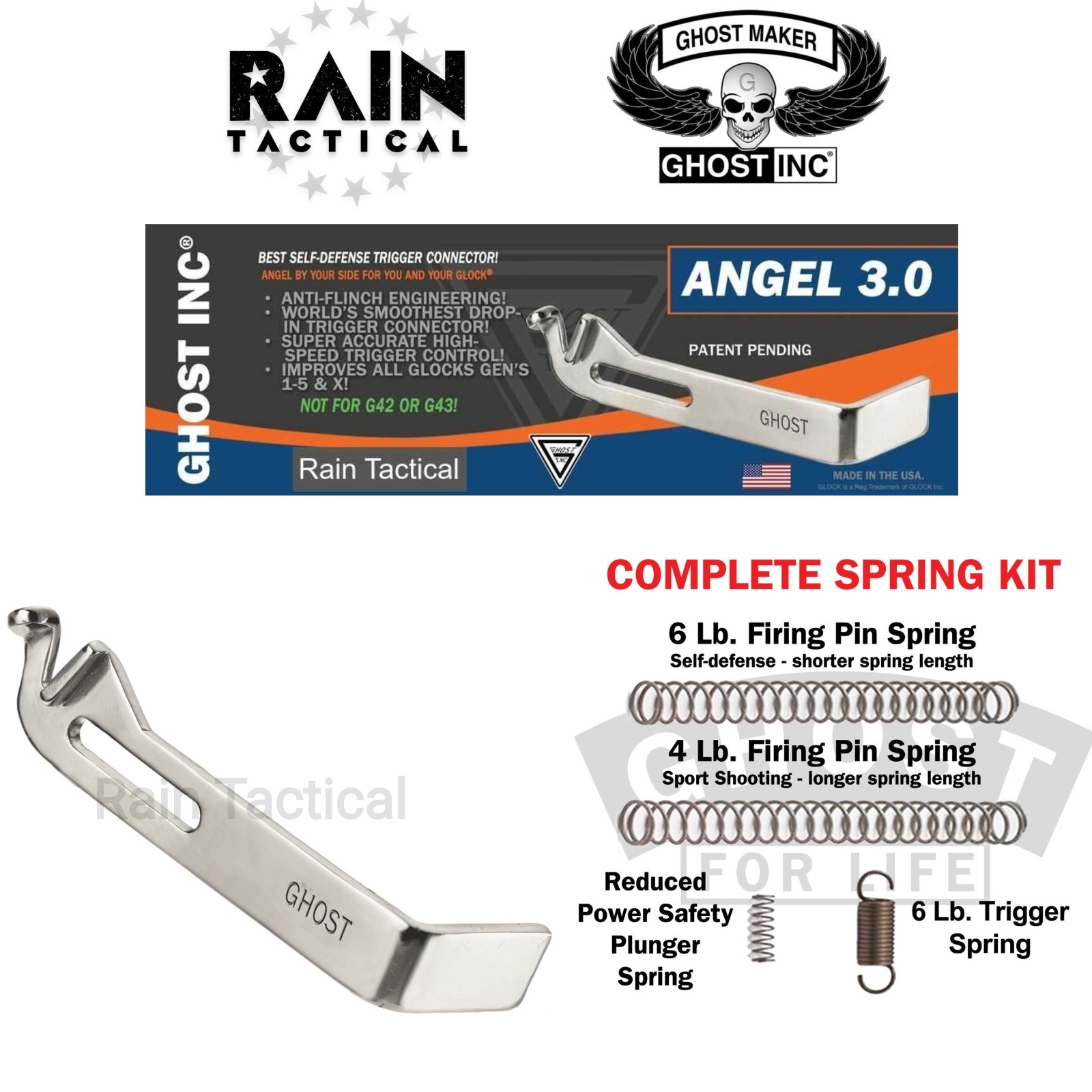 Ghost Angel 3lb Trigger Connector & Spring Kit For Glock All Models GEN 1-5