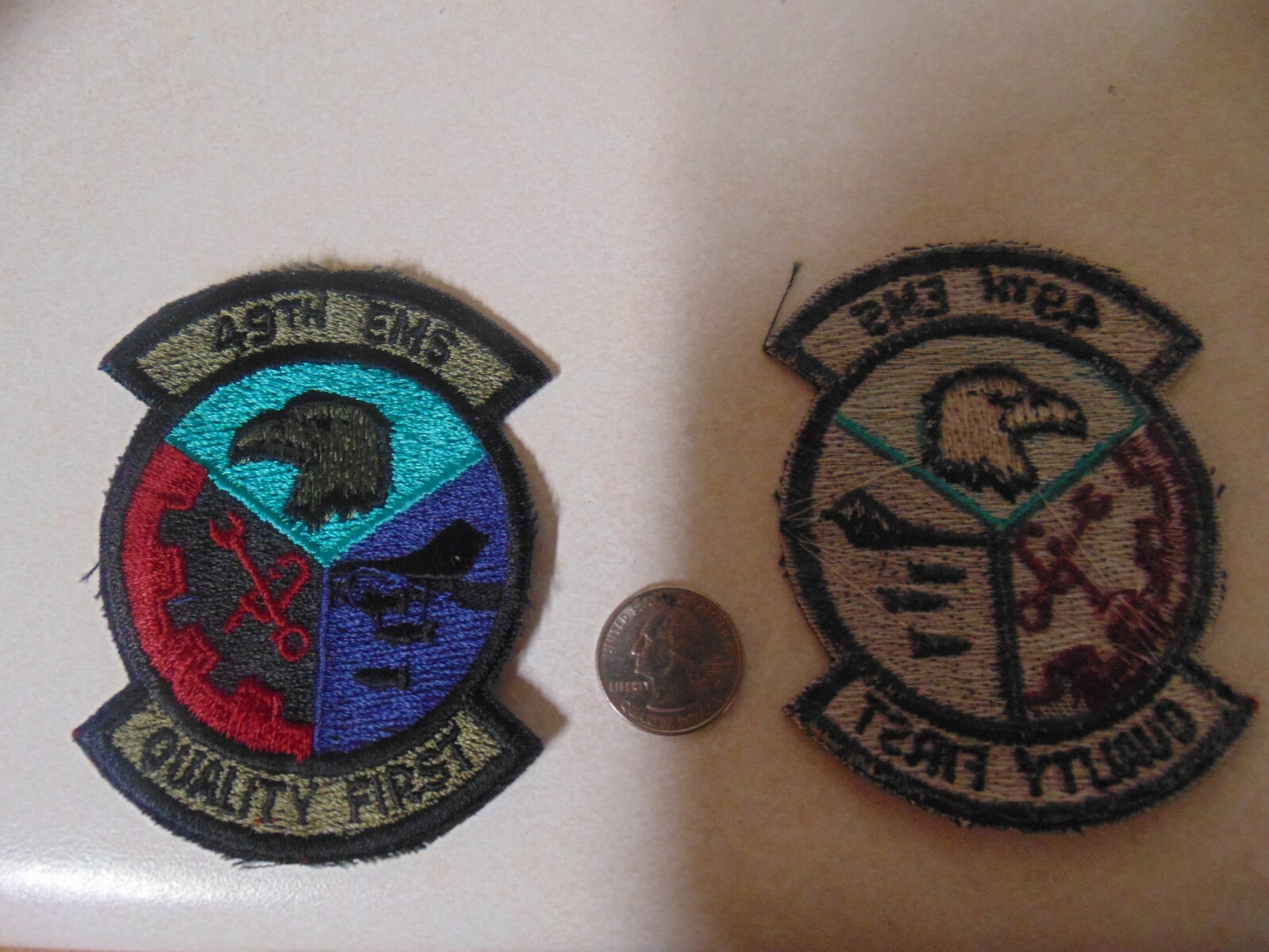 MILITARY PATCH SEW ON OLDER US AIR FORCE 49TH EMS QUALITY FIRST