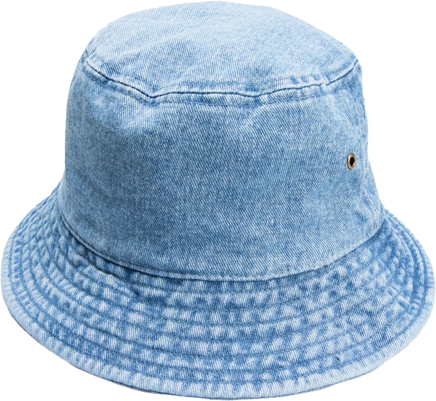 Gelante Solid Color 100% Cotton Bucket Hat for Large-X-Large, Denim Blue