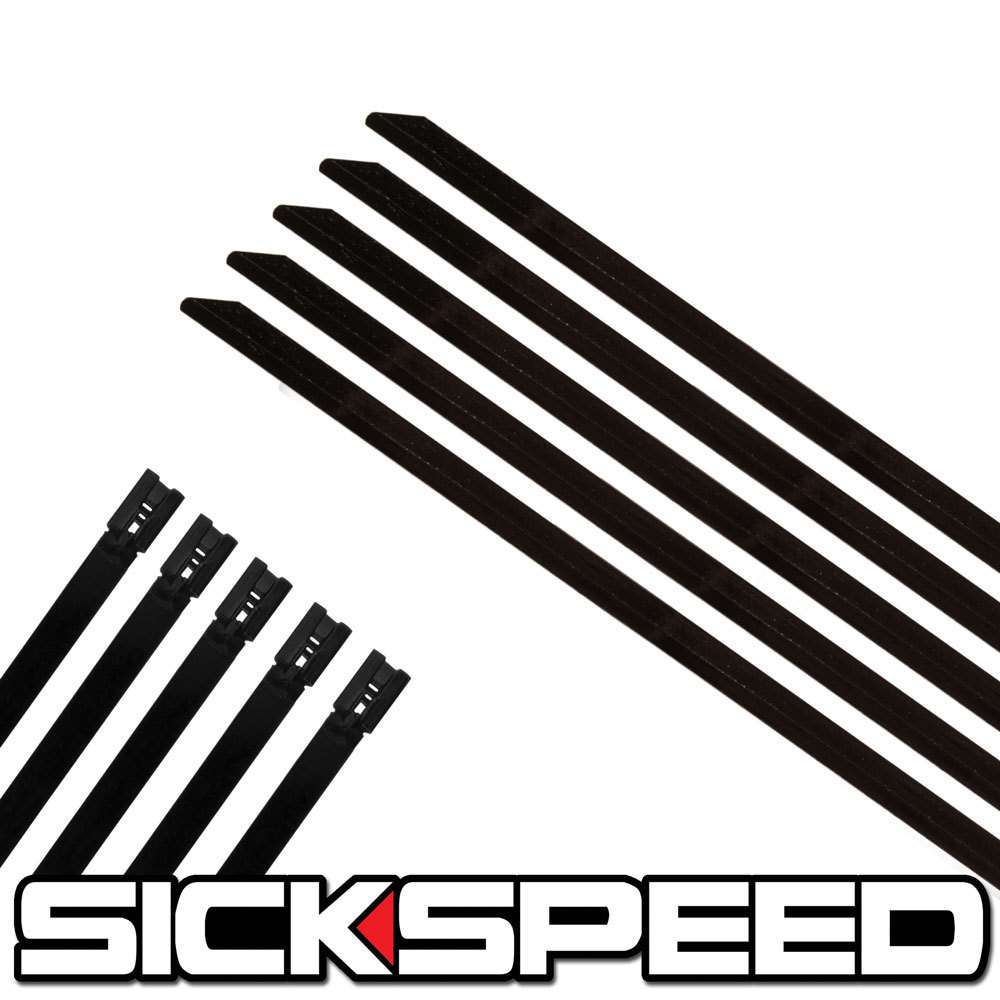 BLACK 5 PC 12" STAINLESS STEEL CABLE ZIP TIE MOTORCYCLE EXHAUST PIPE HEADER M2