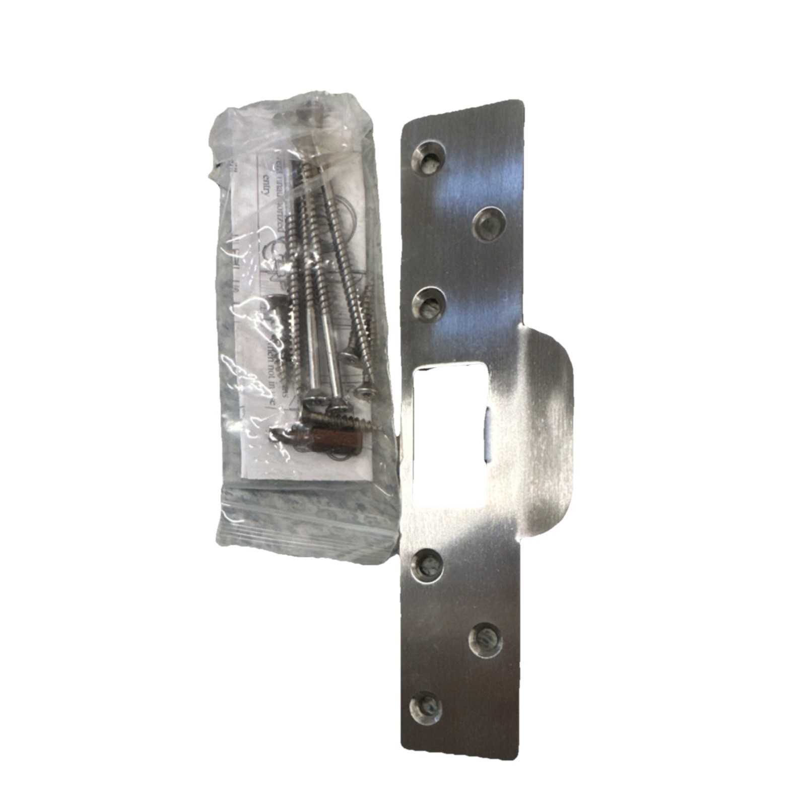 Metal Door Strike Plate, Brushed Silver Rectangle, Screws Included