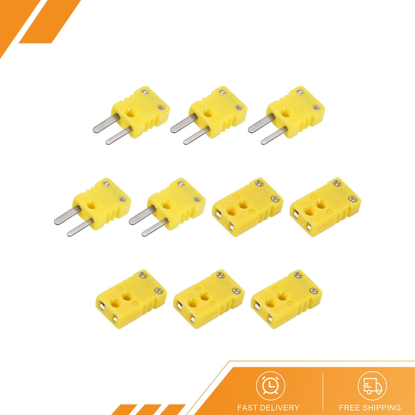 5 Set K Type Thermocouple Wire Connectors High Temperature 120°C(248°F) Yellow