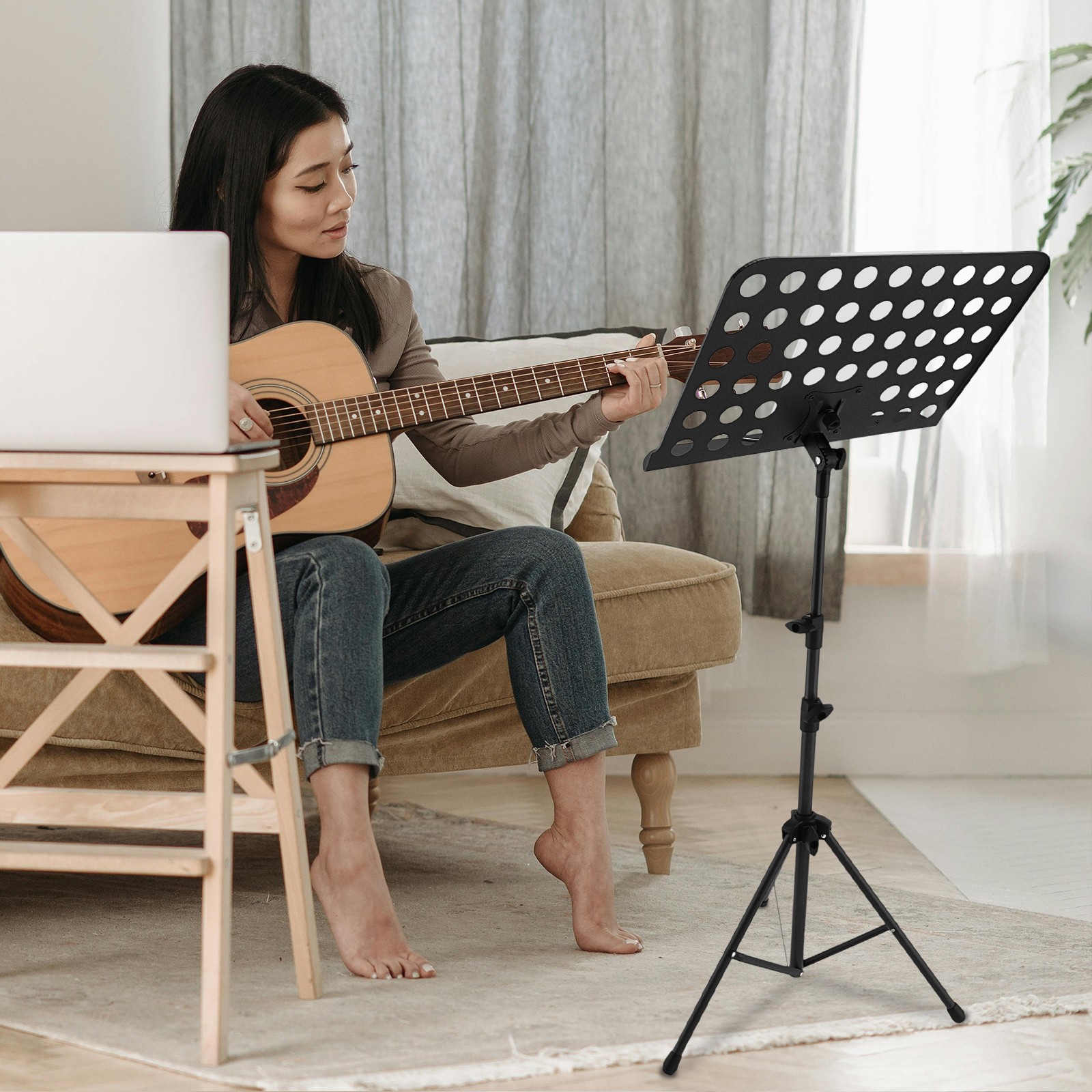 Portable Music Stand Foldable Height Adjustable for Playing Musical Instruments
